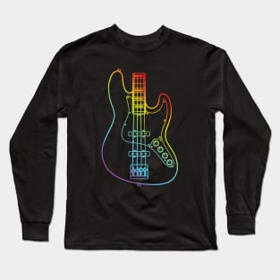 J-Style Bass Guitar Body Colorful Outline Long Sleeve T-Shirt